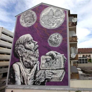 Il Viaggio di San Gerolamo - Wandbild in Linz in Zusammenarbeit mit Collettivo FX (IT)